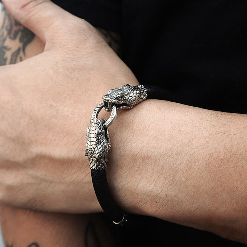WorldNorse 925 Sterling Silber Wikinger Tiere Lederarmband