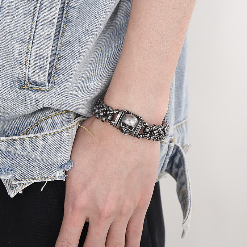 WorldNorse Punk Skelett Kopf Armband