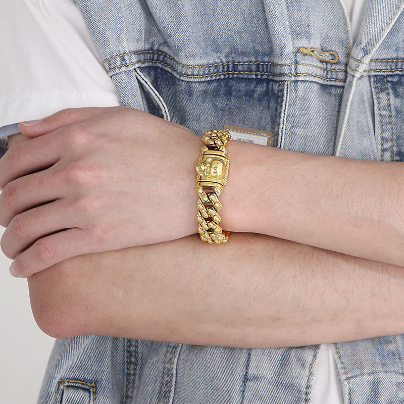 WorldNorse Punk Skelett Kopf Armband