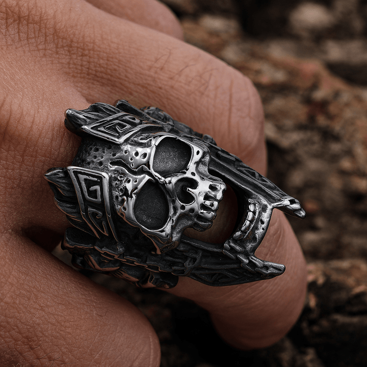 WorldNordischer Gott des Krieges Ares Totenkopfring