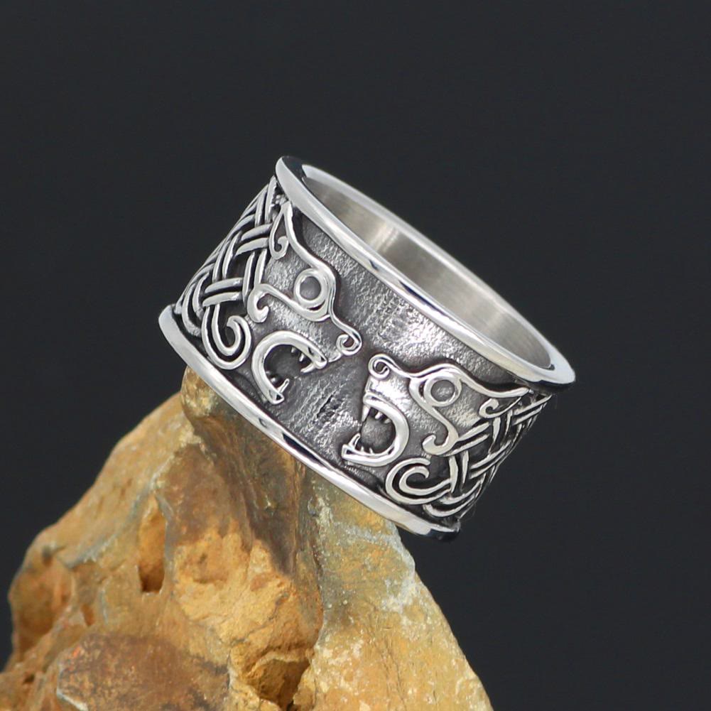 WorldNorse Viking Celtic Open Mouth Wilder Wolf Ring