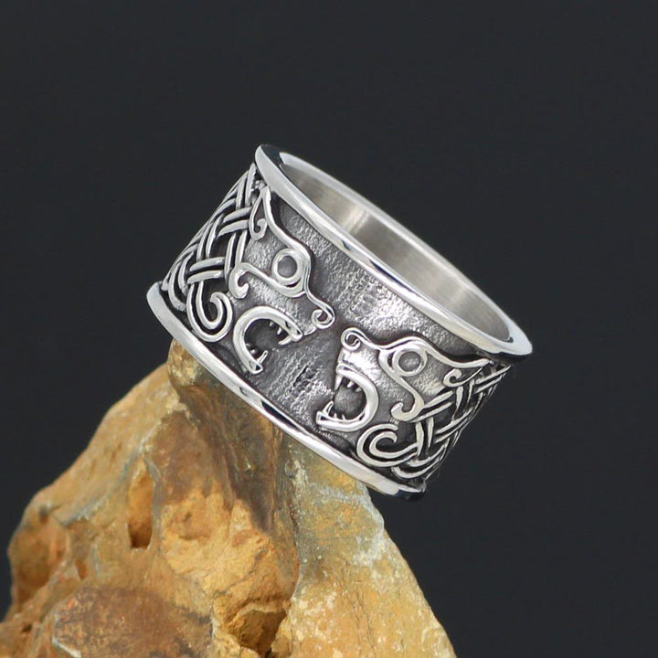WorldNorse Viking Celtic Open Mouth Wilder Wolf Ring