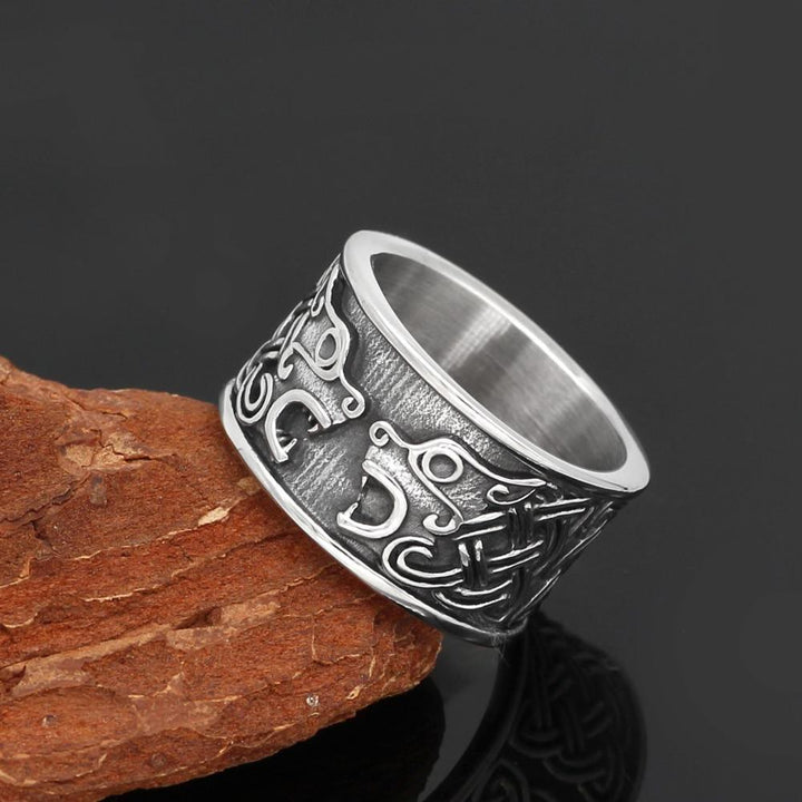 WorldNorse Viking Celtic Open Mouth Wilder Wolf Ring