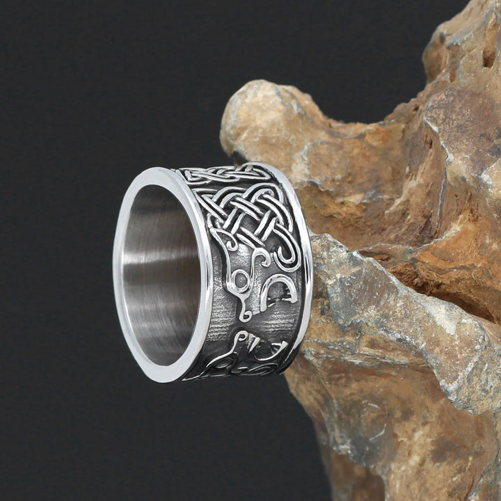 WorldNorse Viking Celtic Open Mouth Wilder Wolf Ring