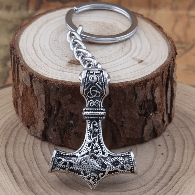 WorldNorse Schlüsselanhänger mit nordischem Thorshammer und Wikinger-Motiv - Kaychain - image 0