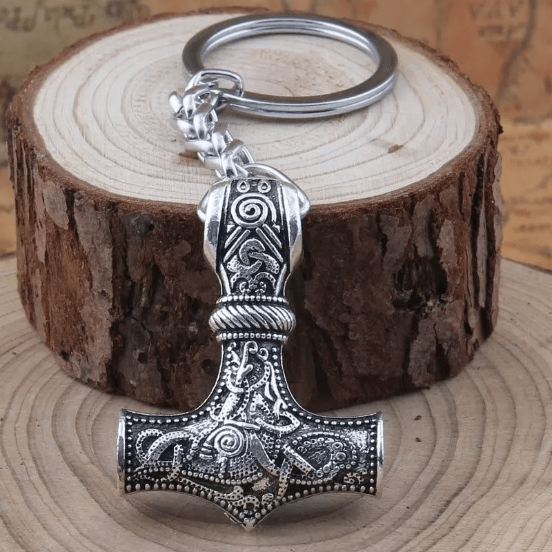 WorldNorse Schlüsselanhänger mit nordischem Thorshammer und Wikinger-Motiv - image 2