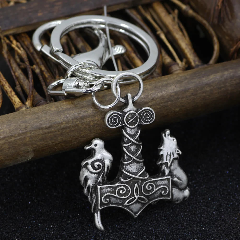 WorldNorse Odin Wolf und Raven Schlüsselanhänger