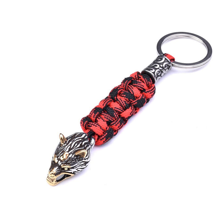 WorldNorse Edelstahl-Paracord-Schlüsselanhänger mit Wolf