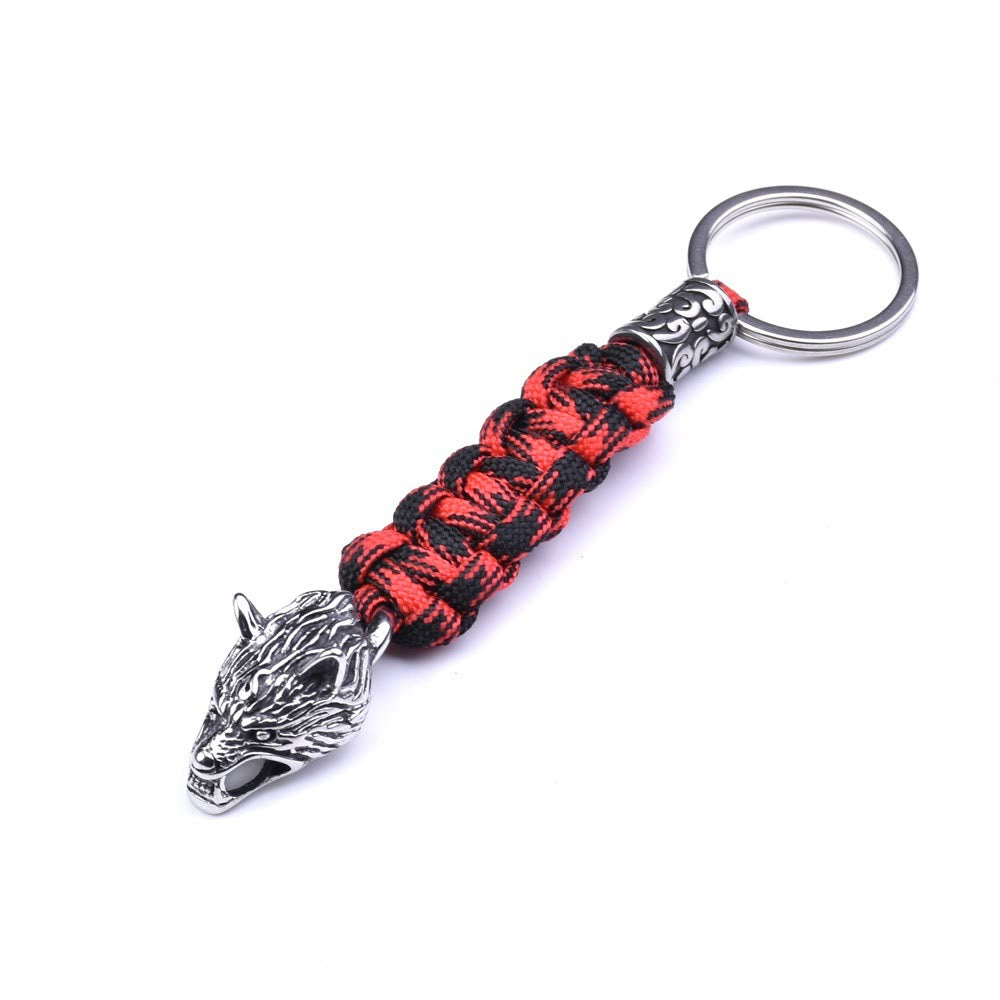 WorldNorse Edelstahl-Paracord-Schlüsselanhänger mit Wolf