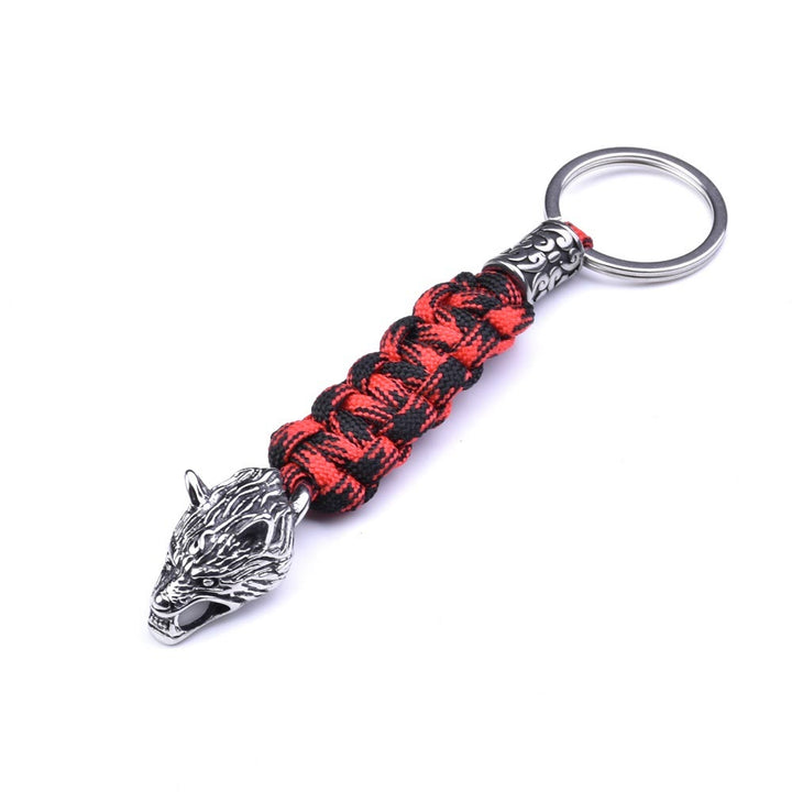 WorldNorse Edelstahl-Paracord-Schlüsselanhänger mit Wolf