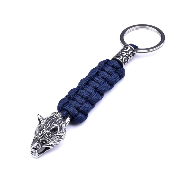 WorldNorse Edelstahl-Paracord-Schlüsselanhänger mit Wolf