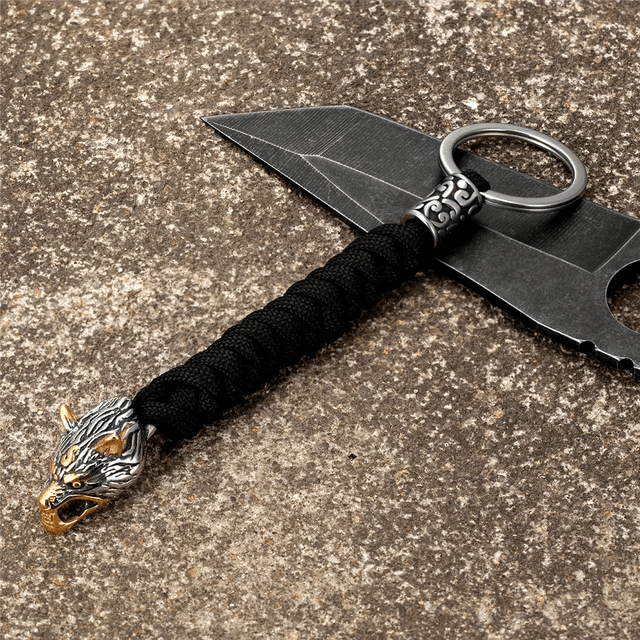 WorldNorse Edelstahl-Paracord-Schlüsselanhänger mit Wolf