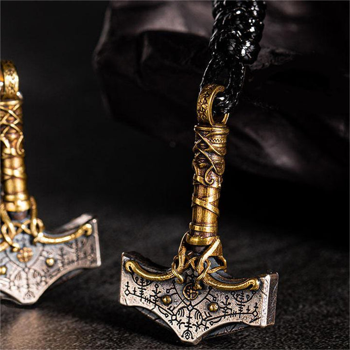WorldNorse handgefertigtes 925er Silber Mjölnir Halskette - Wachsseil - image 0
