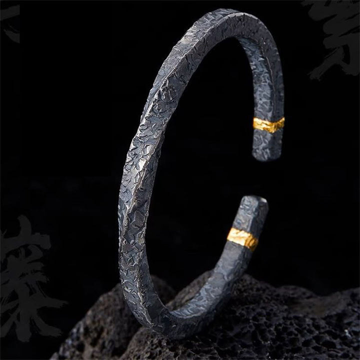 WorldNorse Flowing Fire Verstellbares Armband/Ring mit Goldeinlage - Rattan Armband#Retro Silber & Gold - image 14