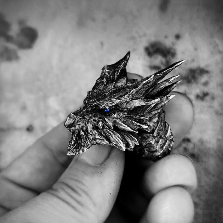 WorldNorse Retro-Ring aus Stahl mit Drachenkopf, verstellbar