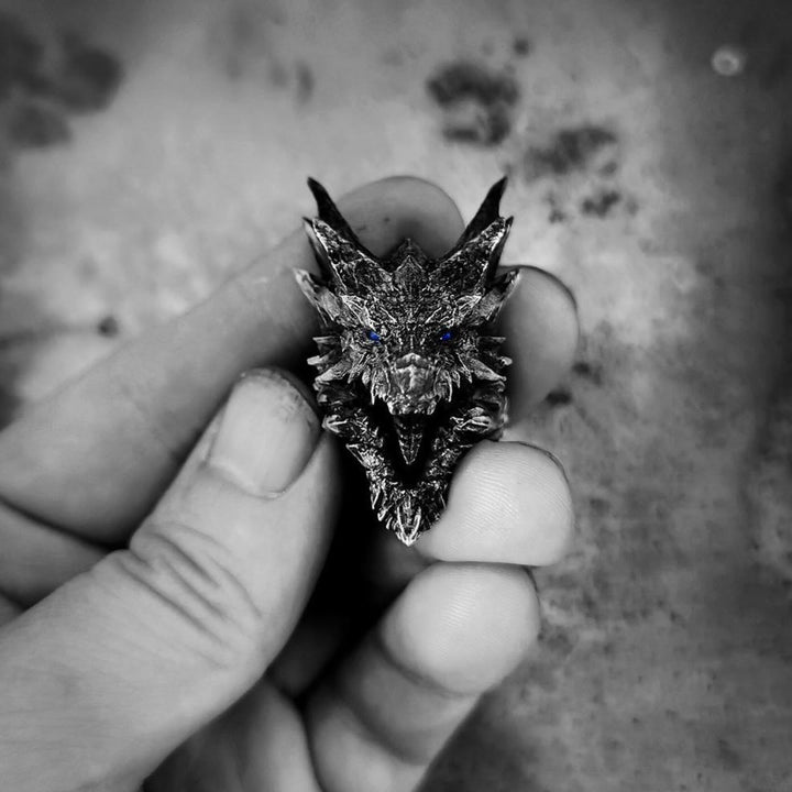 WorldNorse Retro-Ring aus Stahl mit Drachenkopf, verstellbar