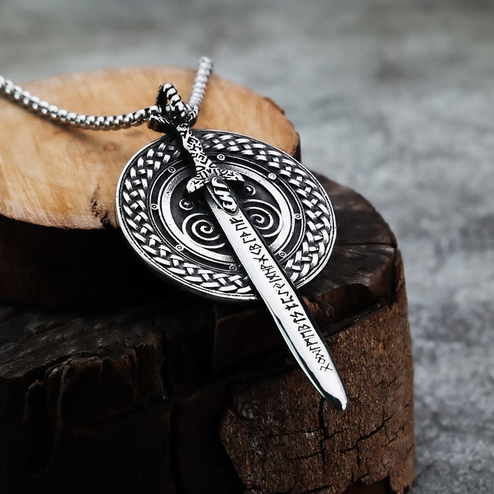 WorldNorse Nordisches Langschwert mit Runenschild-Halskette