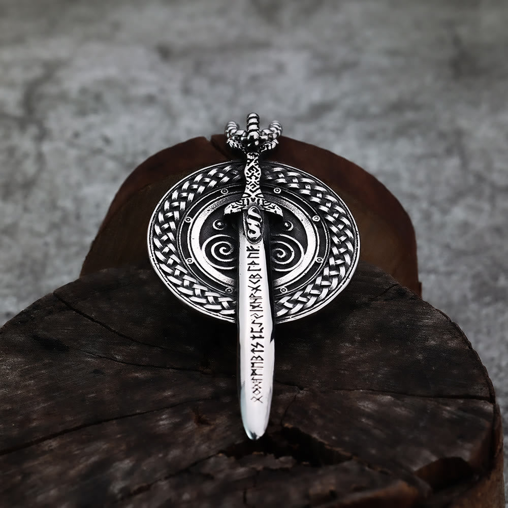 WorldNorse Nordisches Langschwert mit Runenschild-Halskette