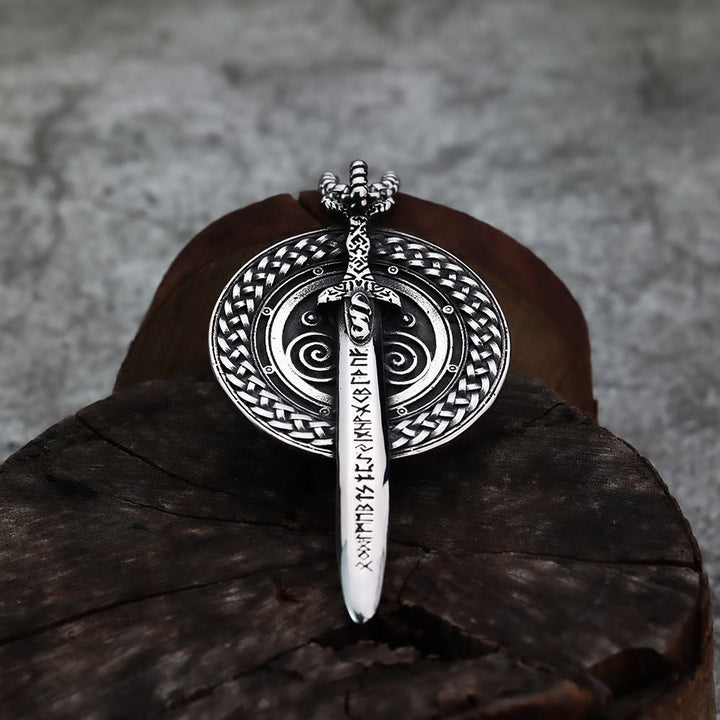 WorldNorse Nordisches Langschwert mit Runenschild-Halskette