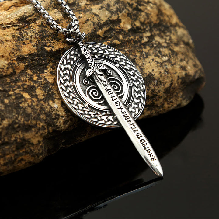 WorldNorse Nordisches Langschwert mit Runenschild-Halskette