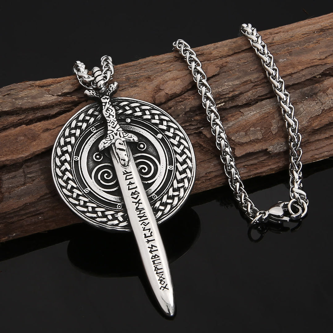 WorldNorse Nordisches Langschwert mit Runenschild-Halskette
