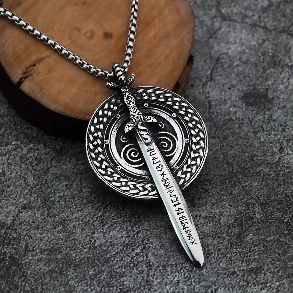WorldNorse Nordisches Langschwert mit Runenschild-Halskette