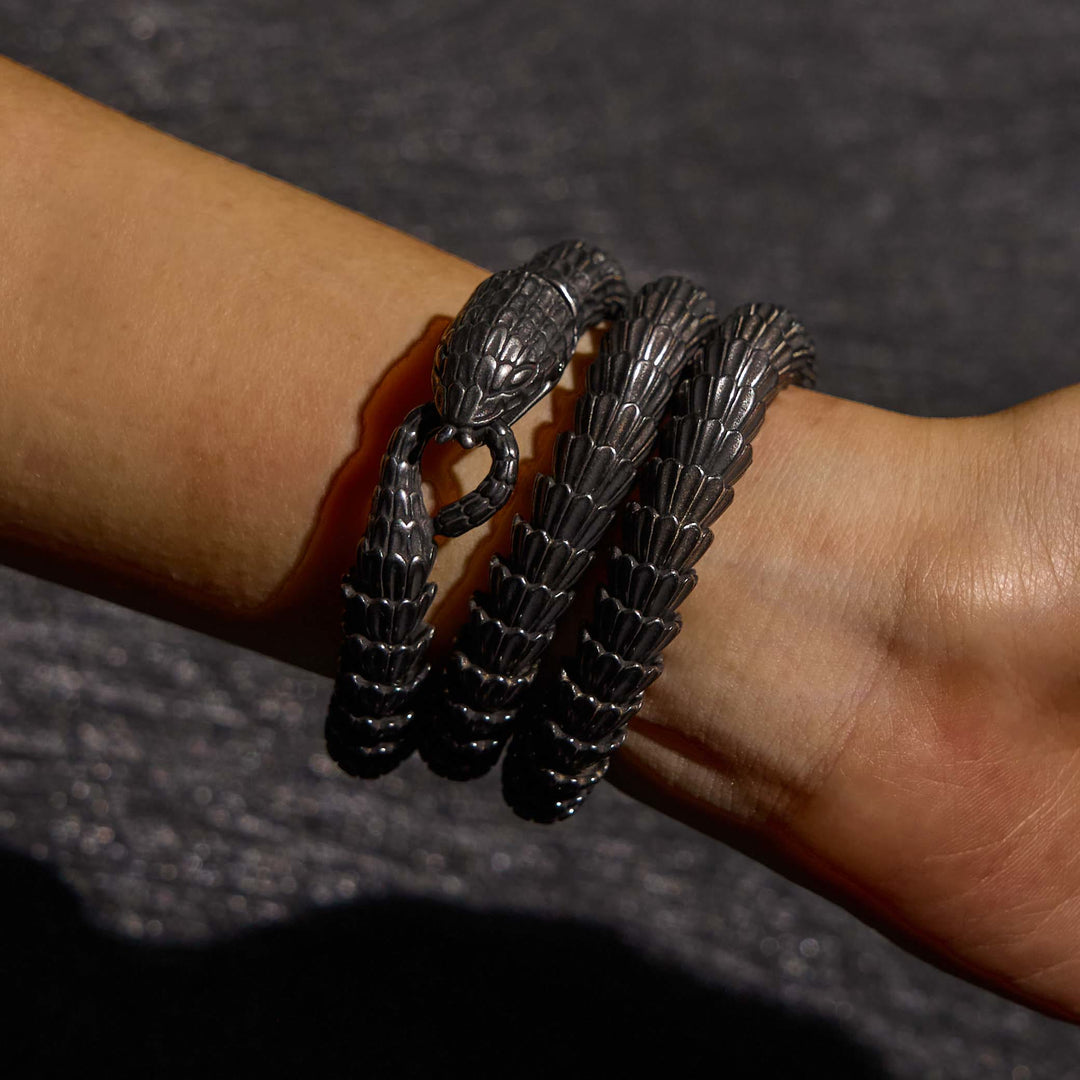 WorldNorse Vintage Edelstahl Schlangenkette Halskette & Armband