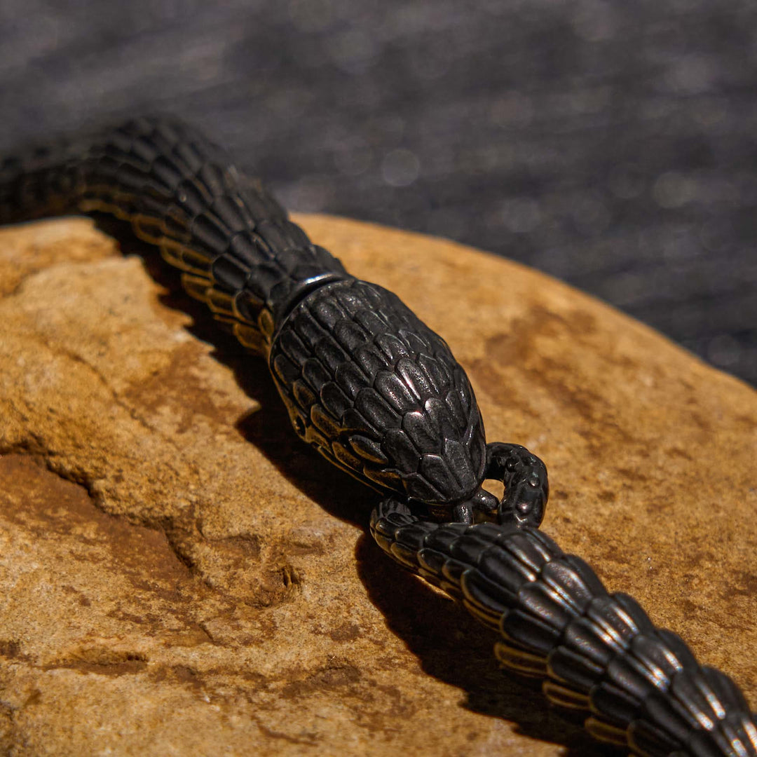 WorldNorse Vintage Edelstahl Schlangenkette Halskette & Armband