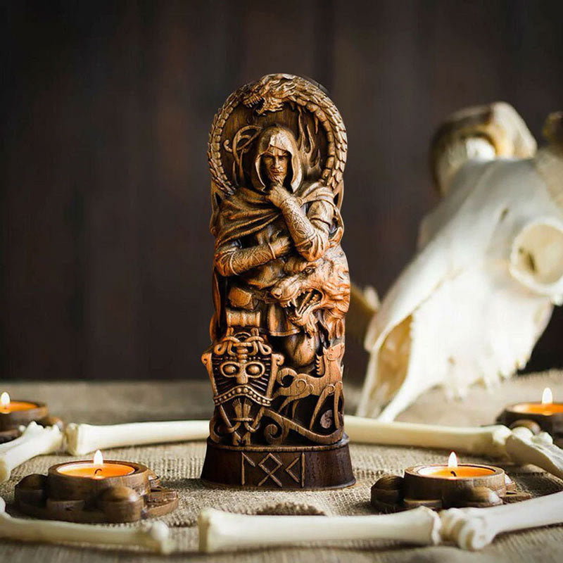 WorldNordischer Gott Thor Statue im Kampf mit Jormungand Skulptur