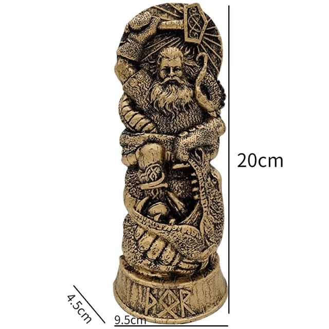 WorldNordischer Gott Thor Statue im Kampf mit Jormungand Skulptur