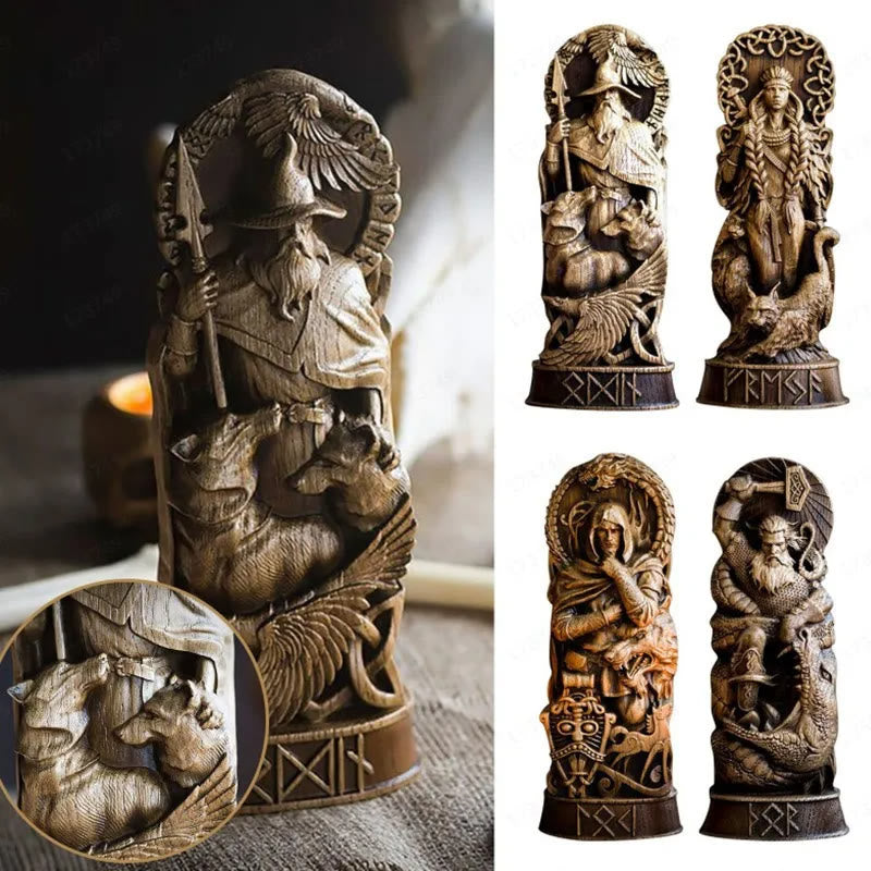 WorldNordischer Gott Thor Statue im Kampf mit Jormungand Skulptur