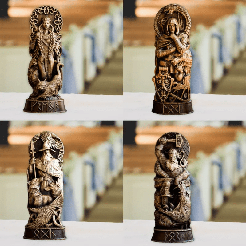 WorldNordischer Gott Thor Statue im Kampf mit Jormungand Skulptur