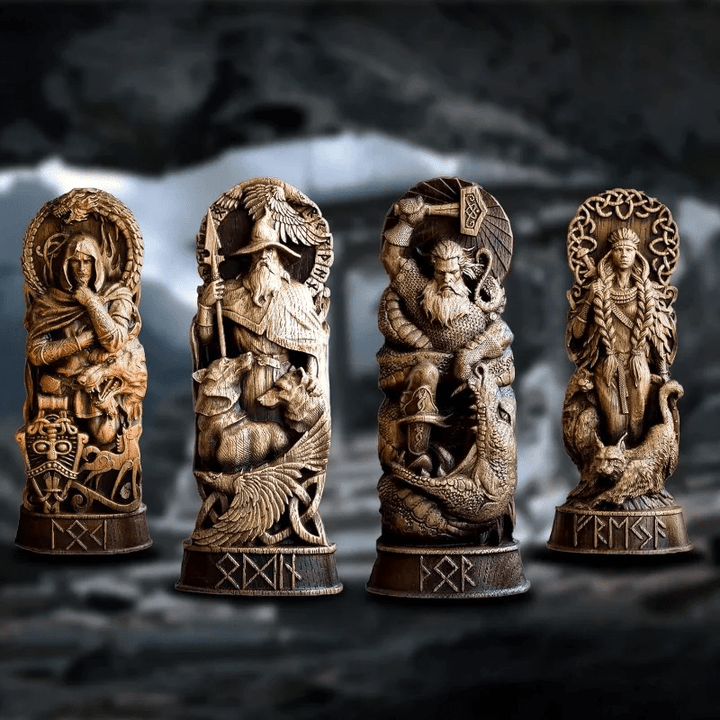 WorldNordischer Gott Thor Statue im Kampf mit Jormungand Skulptur