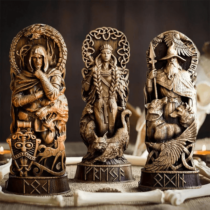WorldNordischer Gott Thor Statue im Kampf mit Jormungand Skulptur