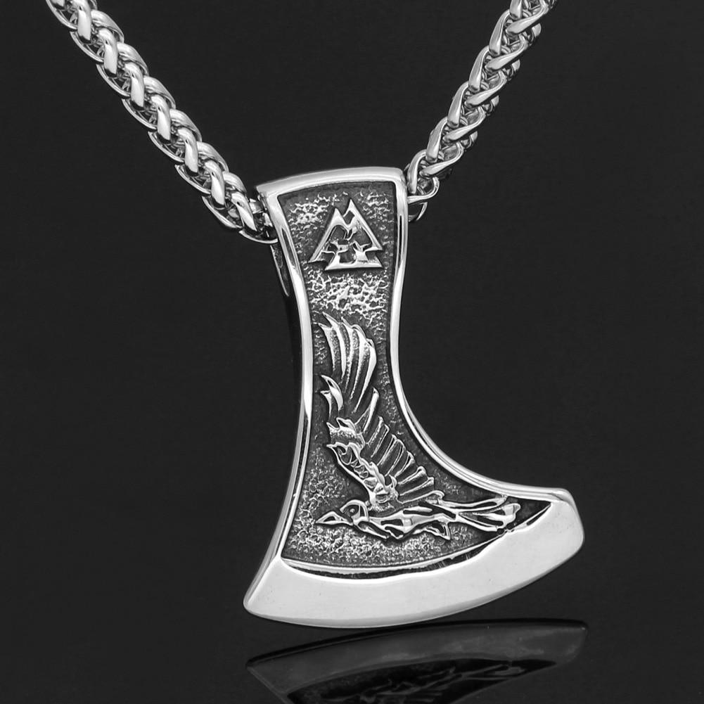 WorldNorse Wikinger Axt mit Wolf und Raven Halskette