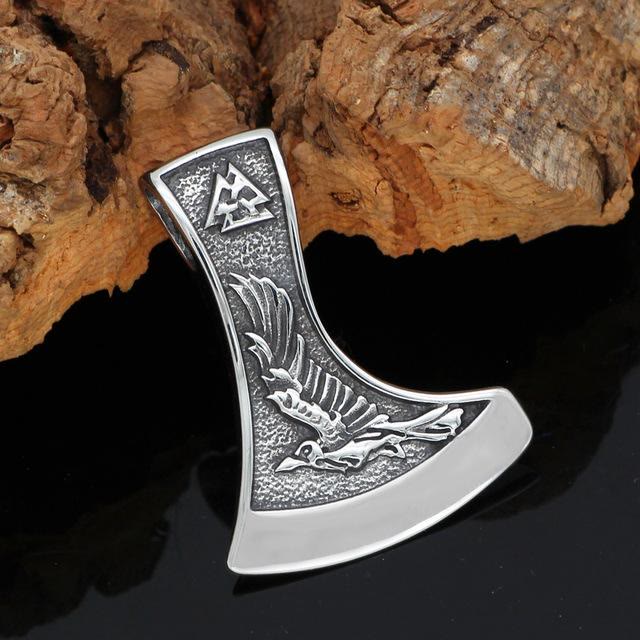 WorldNorse Wikinger Axt mit Wolf und Raven Halskette