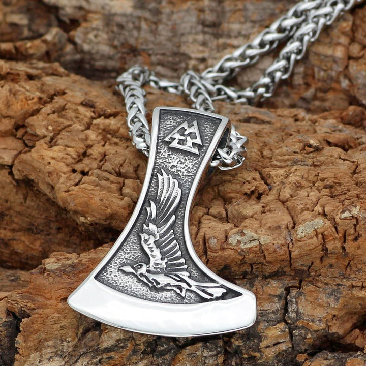 WorldNorse Wikinger Axt mit Wolf und Raven Halskette