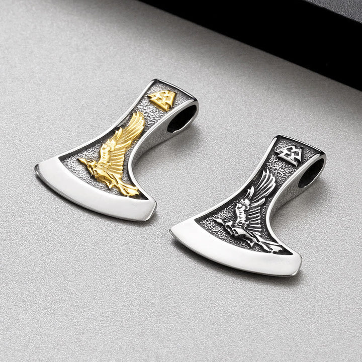 WorldNorse Wikinger Axt mit Wolf und Raven Halskette