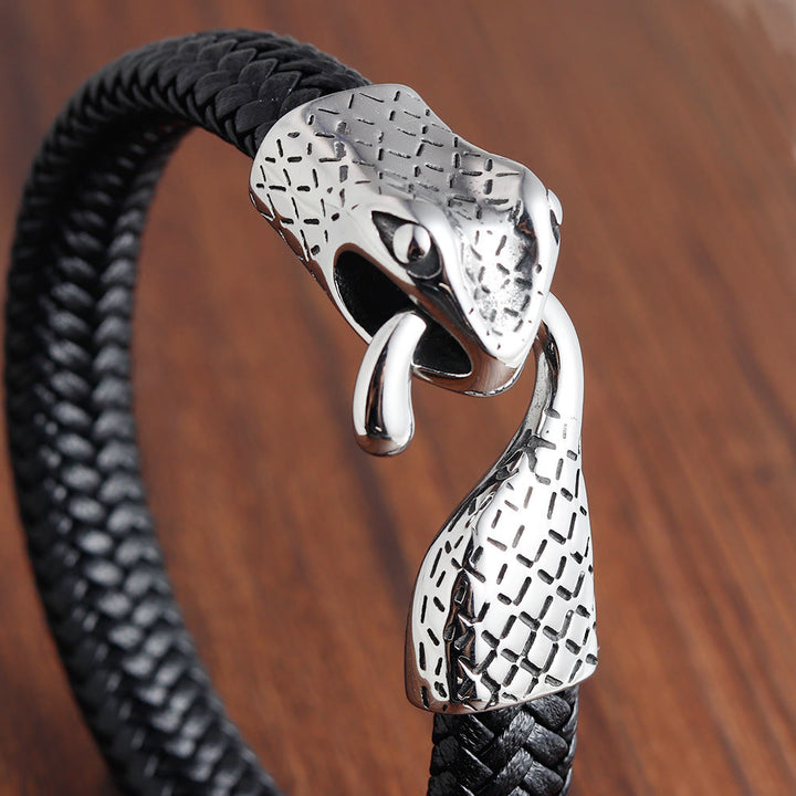 WorldNorse Schlangenkopf-Lederarmband