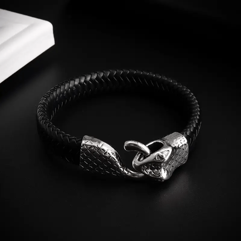 WorldNorse Schlangenkopf-Lederarmband