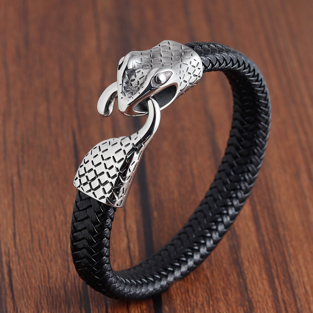 WorldNorse Schlangenkopf-Lederarmband
