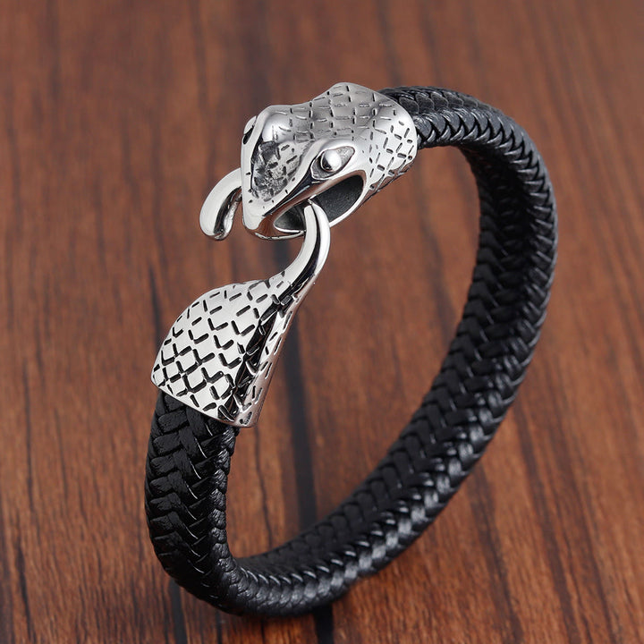 WorldNorse Schlangenkopf-Lederarmband