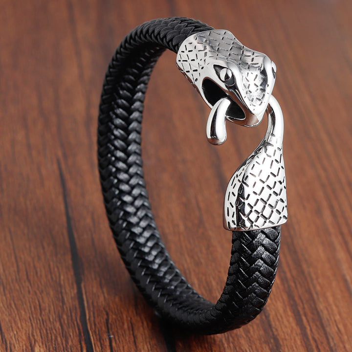 WorldNorse Schlangenkopf-Lederarmband
