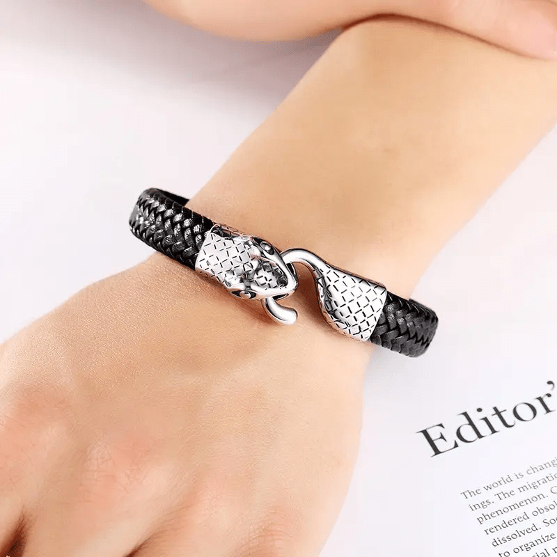 WorldNorse Schlangenkopf-Lederarmband