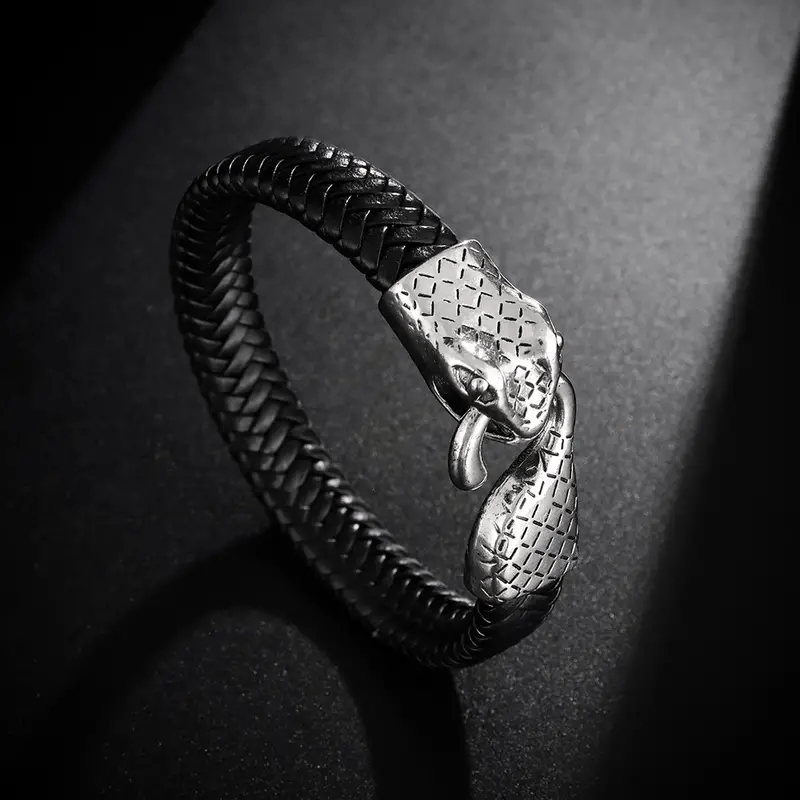WorldNorse Schlangenkopf-Lederarmband