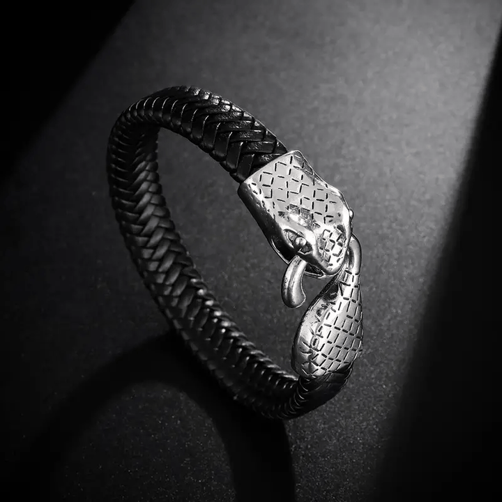 WorldNorse Schlangenkopf-Lederarmband