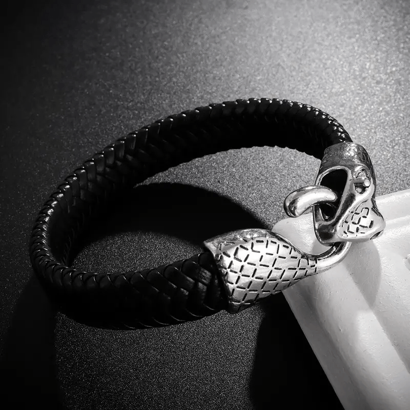 WorldNorse Schlangenkopf-Lederarmband
