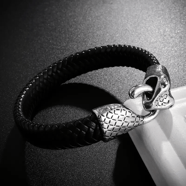 WorldNorse Schlangenkopf-Lederarmband