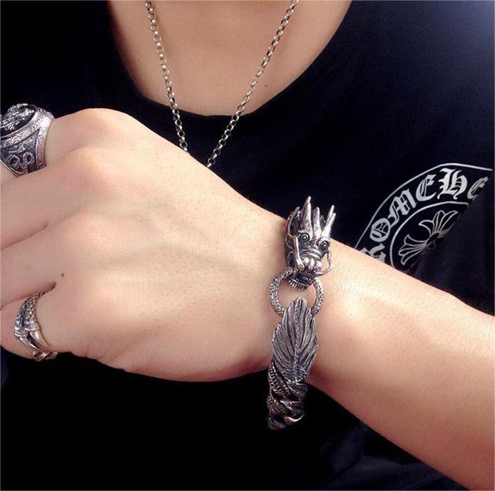 WorldNorse Drachenkopf und -schwanz ineinander verschlungenes Armband