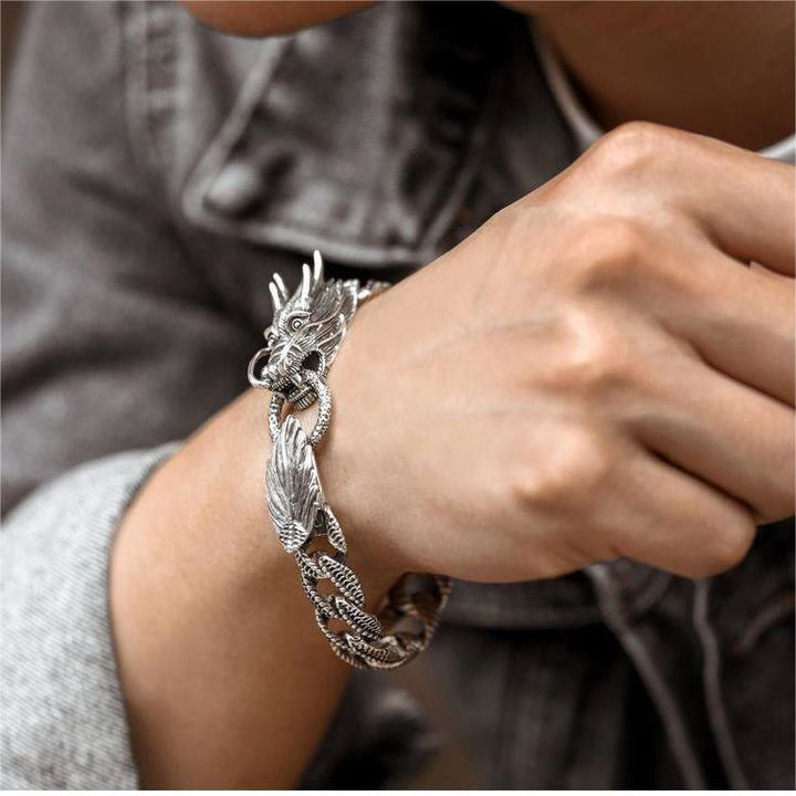 WorldNorse Drachenkopf und -schwanz ineinander verschlungenes Armband